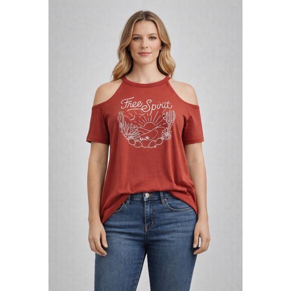 torrid Tops - Torrid Free Spirit Desert Graphic Cold Shoulder Boho Western Relaxed Top 0